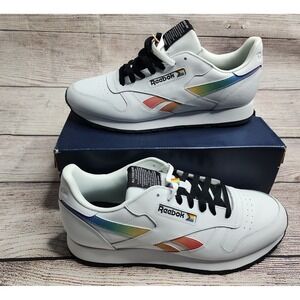 Reebok Classic Leather Pride Mens White Rainbow Sneakers GW0263 Size 13 NEW